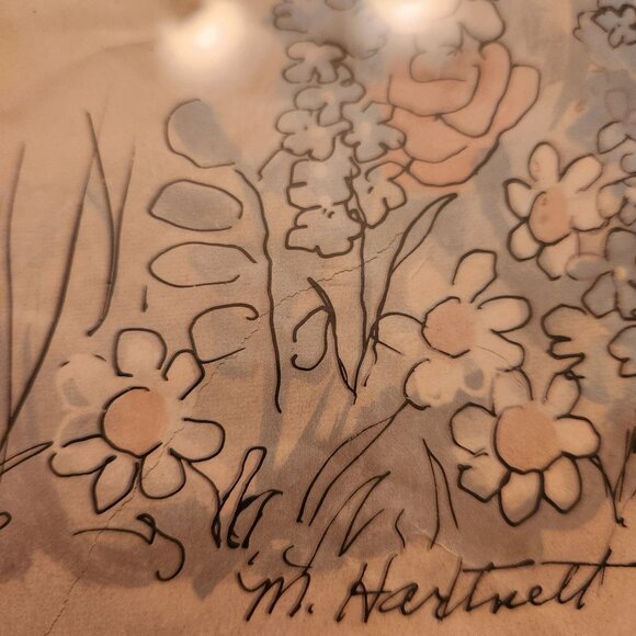 1971 M. Hartnett Framed Lithograph Art Print Girl In Dress With Flowers - Picture 6 of 11